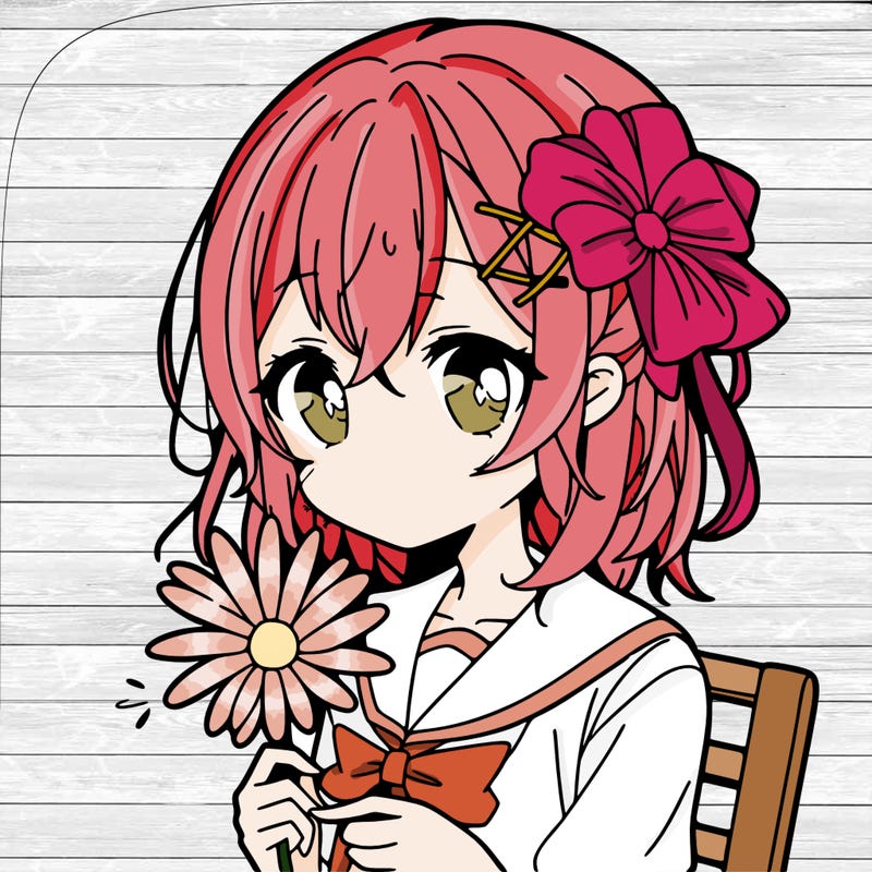 an anime girl with a flower