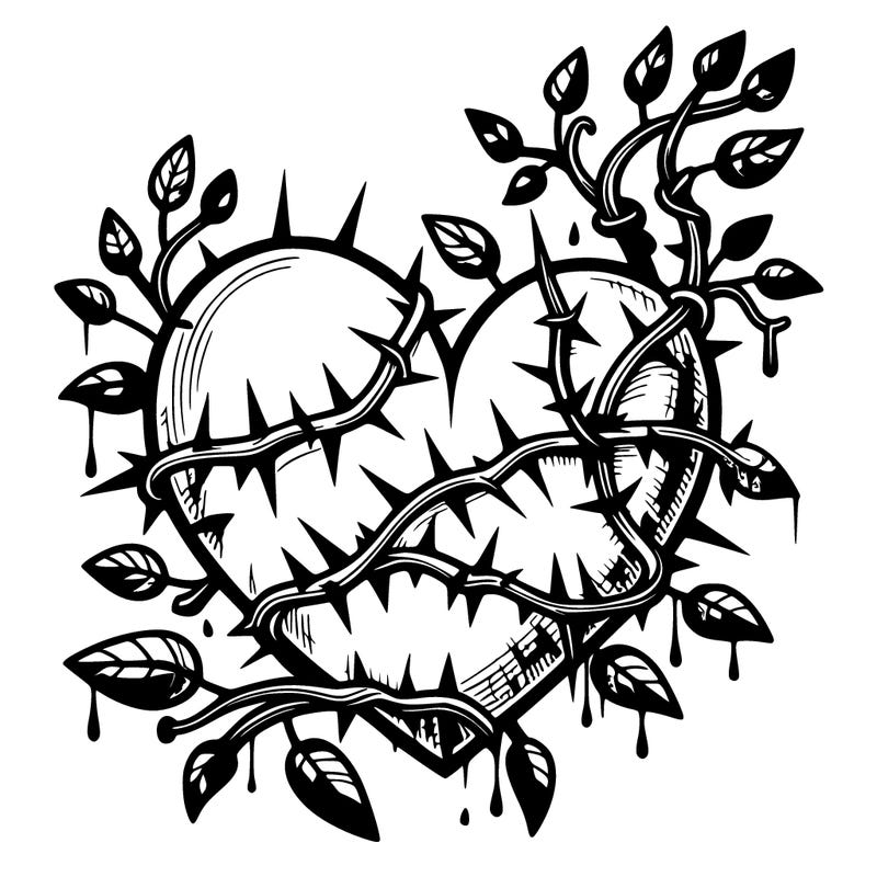 heart with vines and needles