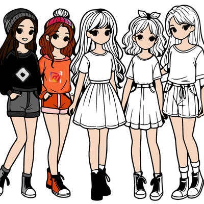 a group of five girls