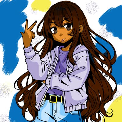 one anime girl with long hair and a cool pose