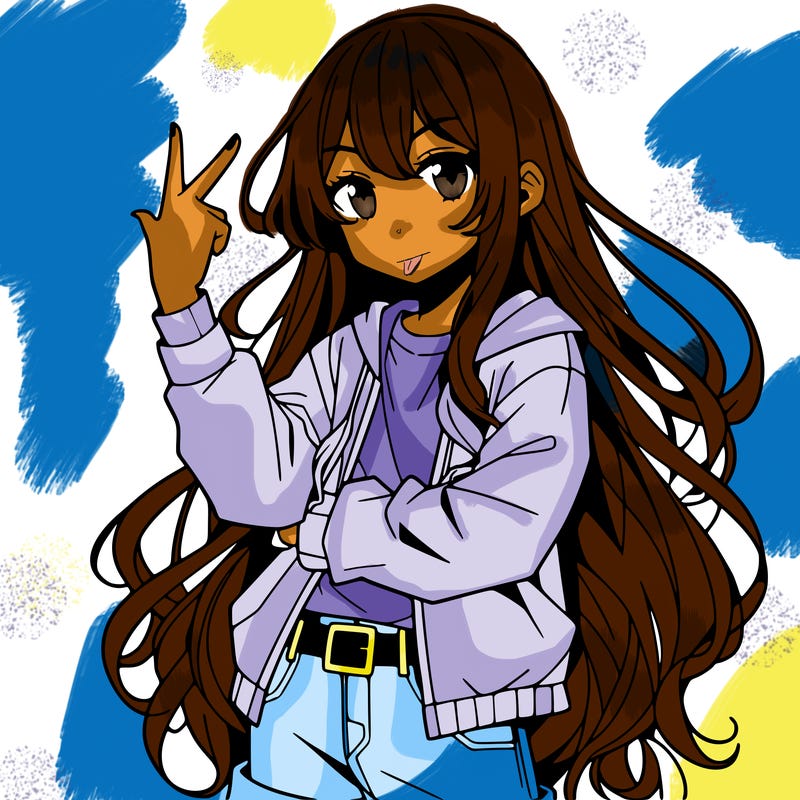 one anime girl with long hair and a cool pose
