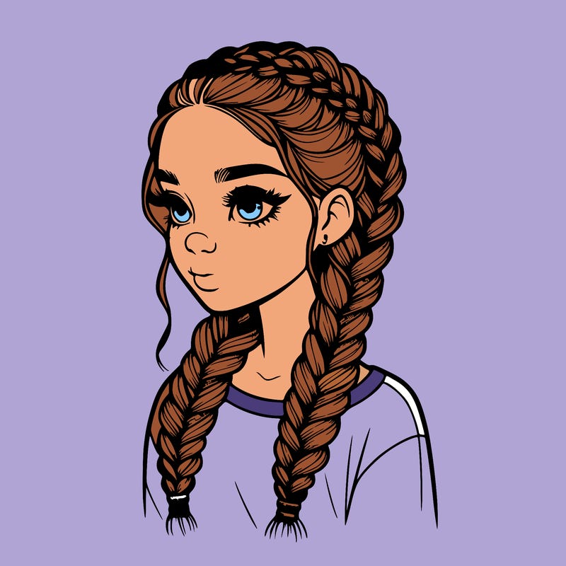 realistic girl with braids