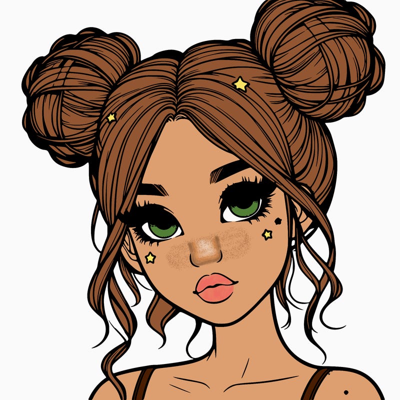 realistic girl with space buns