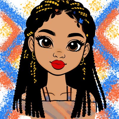 a realistic black girl with braids