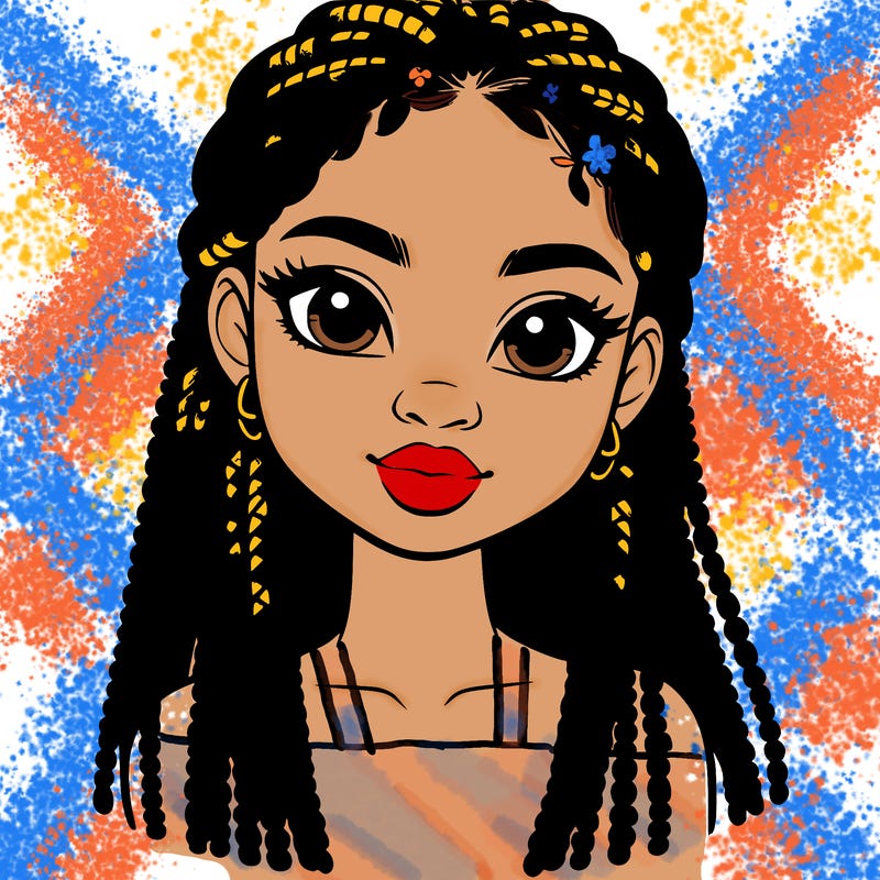 a realistic black girl with braids