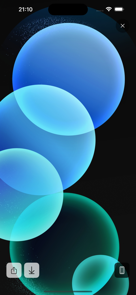 Abstraktes blau-grünes überlappendes Blasenhintergrundbild-Vorschau in der Lock Screen 18 App