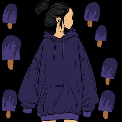 realistic girl with a oversized sweatshirt on and a bun