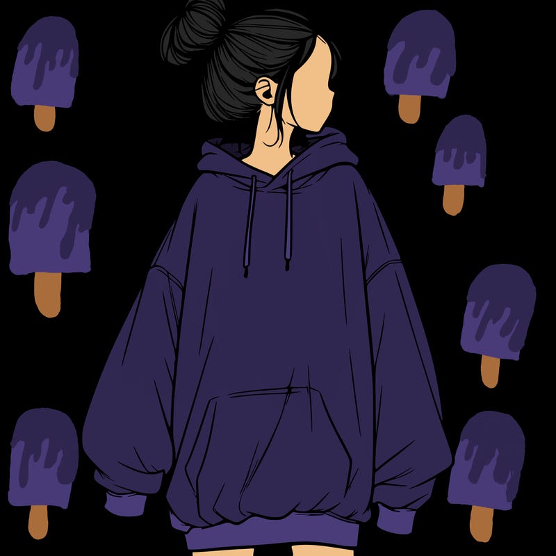 realistic girl with a oversized sweatshirt on and a bun