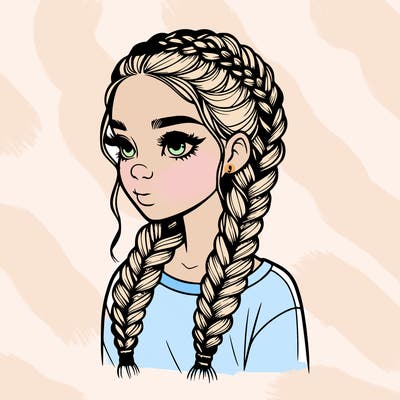 realistic girl with braids