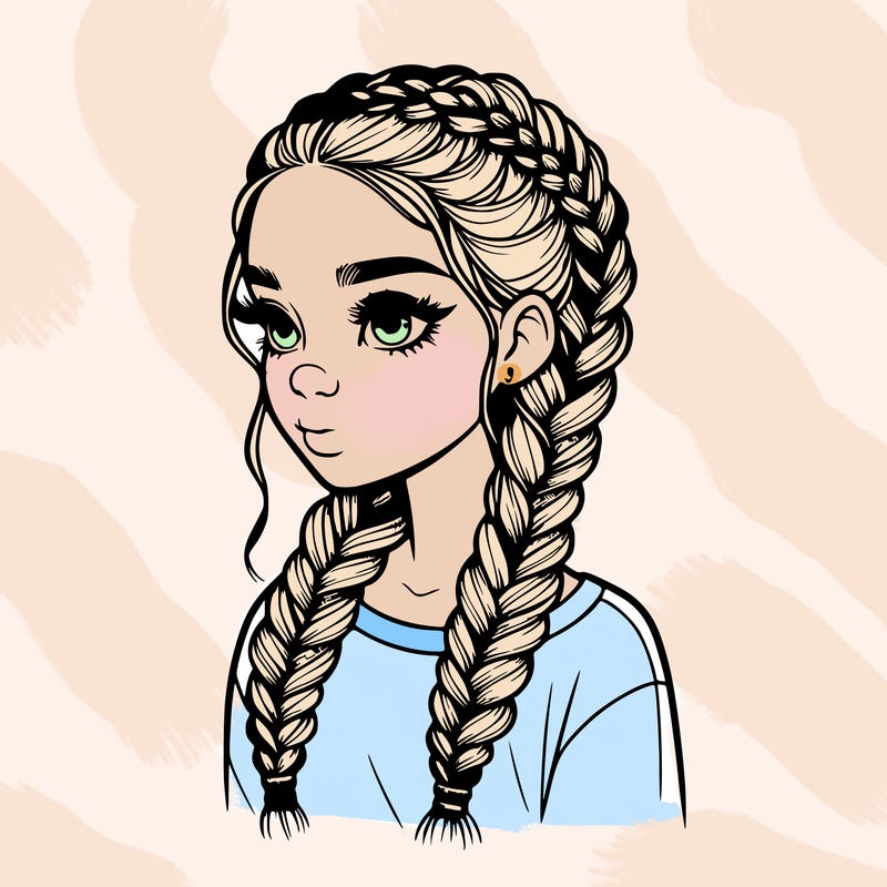 realistic girl with braids
