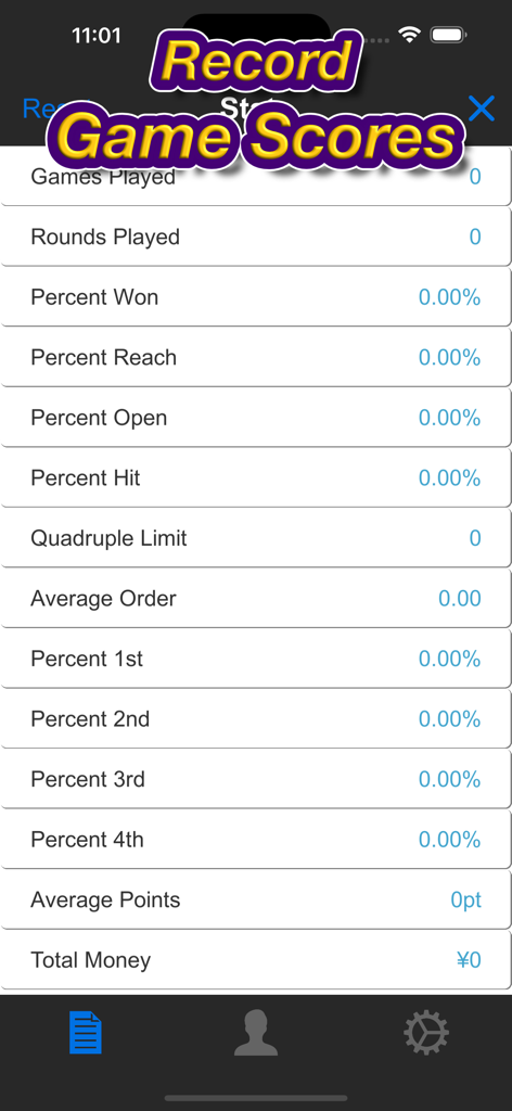 A screenshot of the game statistics and scores record page in Mahjong Mobile