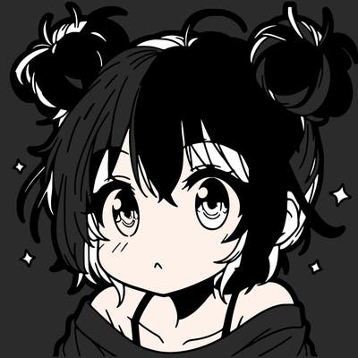 a manga girl with messy small buns