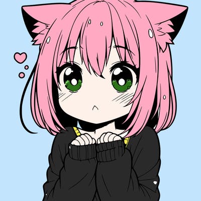 shy anime catgirl