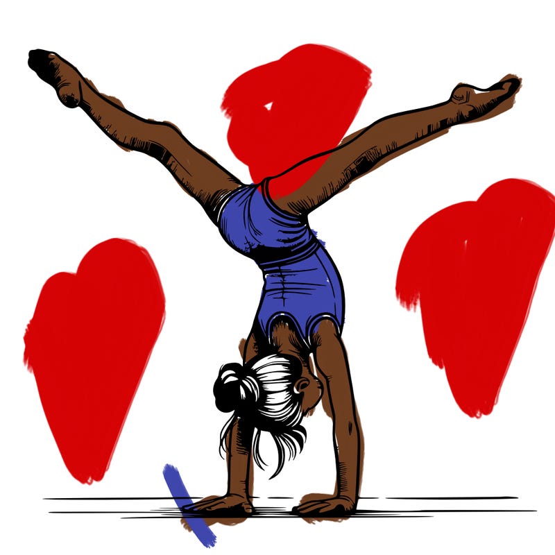 realistic gymnastic hand stand girl in four splits