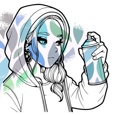 a realistic girl, spray painting