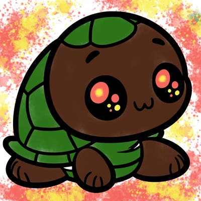 cute little animated turtle