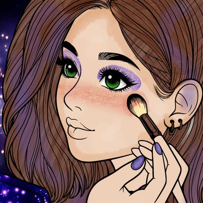 a realistic girl doing her makeup