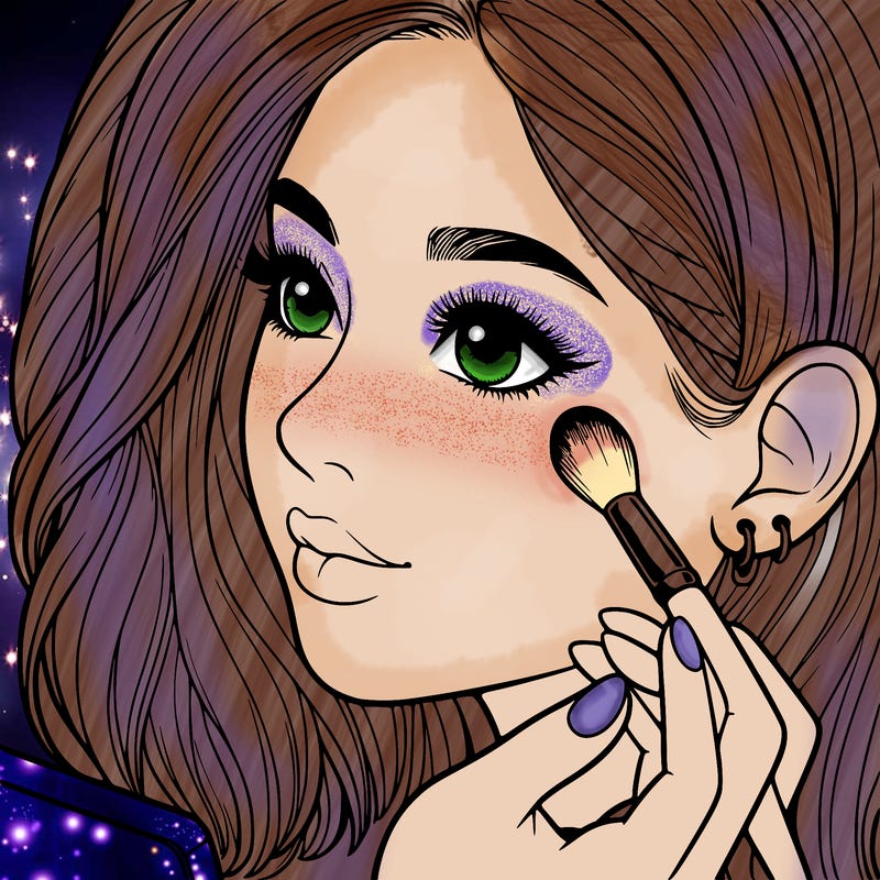 a realistic girl doing her makeup