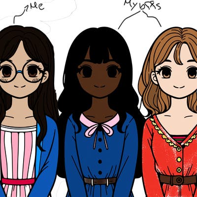 3 girls and one with glasses