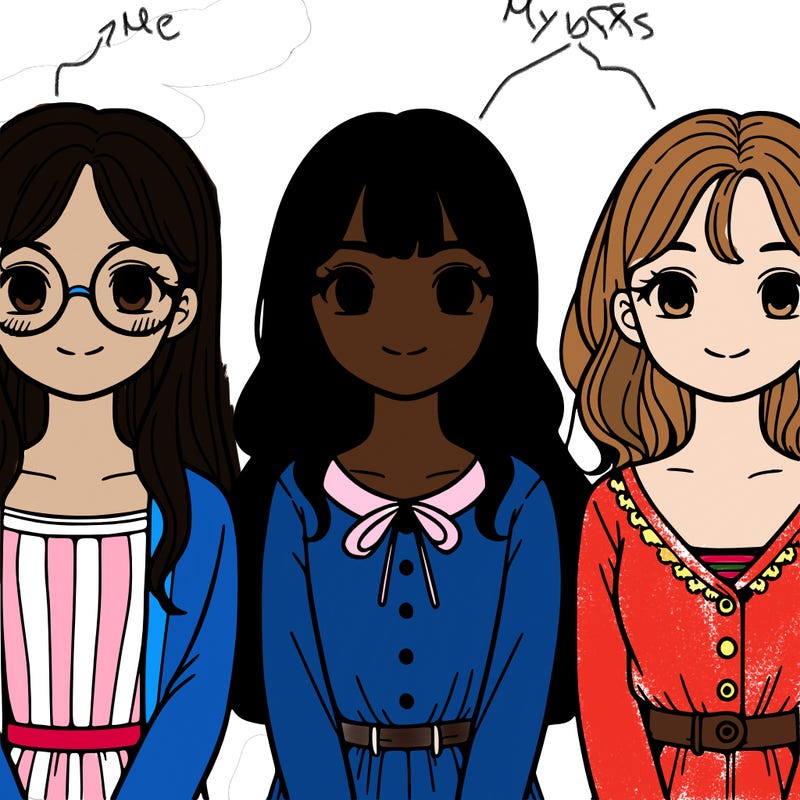 3 girls and one with glasses