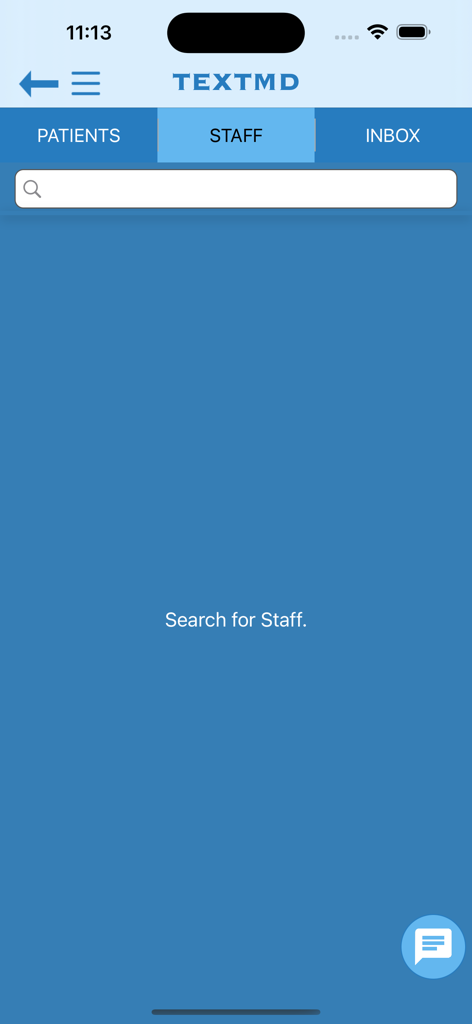 Búsqueda de personal e interfaz de mensajería de la aplicación HospiceMD
