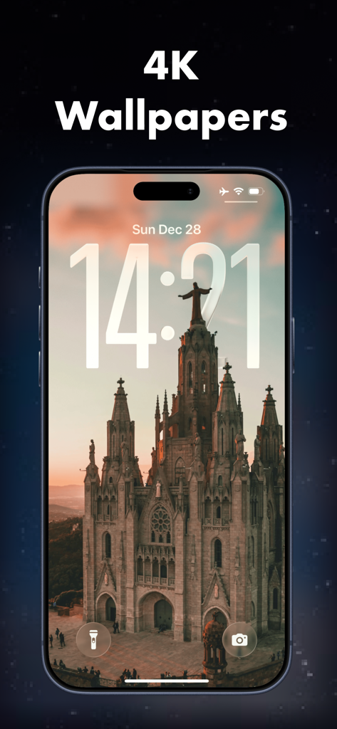 Taro: Spatial Depth Wallpaper - iPhone lock screen showing a 4K architecture wallpaper with spatial depth effect
