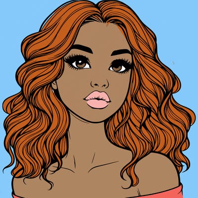 realistic girl with wavy hair and lips