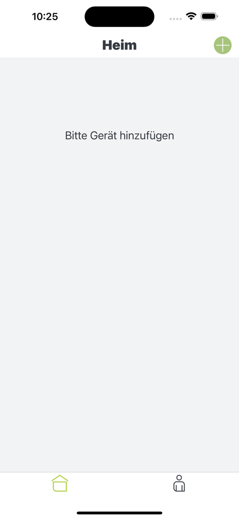 ALDI GARDEN - Startbildschirm der ALDI GARDEN Mobile App mit einer Nachricht auf Deutsch, die zur Gerätehinzufügung auffordert