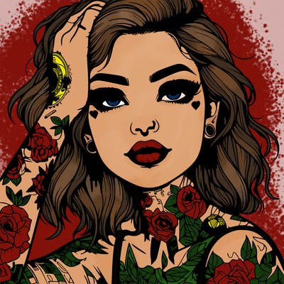 realistic girl with tattoos all over