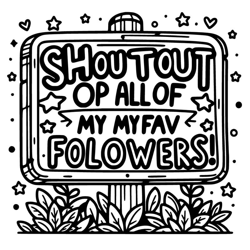 a sign saying shoutout to  all of my fav followers!