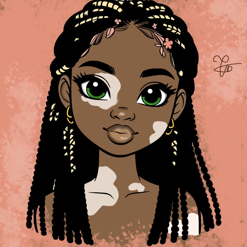 a realistic black girl with braids