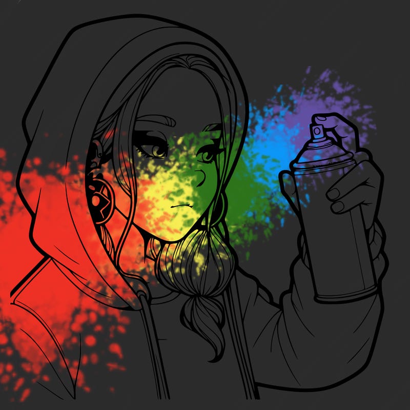 a realistic girl, spray painting