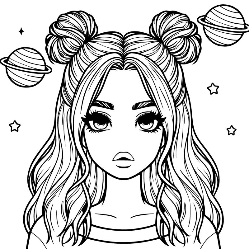 realistic girl with space buns
