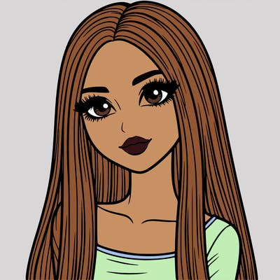 realistic girl with straight and long hair