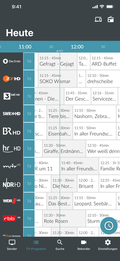 Eltrona TV+ - Interfaz de la aplicación móvil Eltrona TV plus mostrando un programa de televisión alemán.