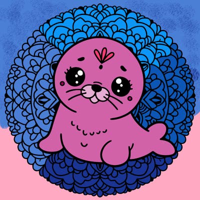 a cute baby seal mandala
