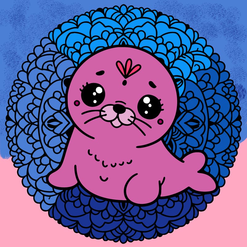 a cute baby seal mandala
