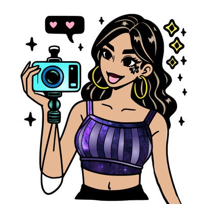 trendy girl in crop top making a tiktok