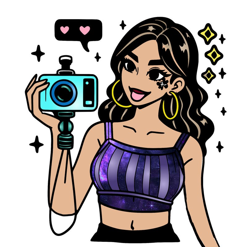 trendy girl in crop top making a tiktok