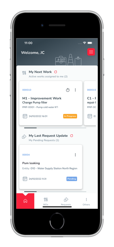 ManWinWin APP - ManWinWin app screen displaying maintenance work orders and pending requests