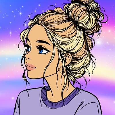 a realistic girl with a messy bun