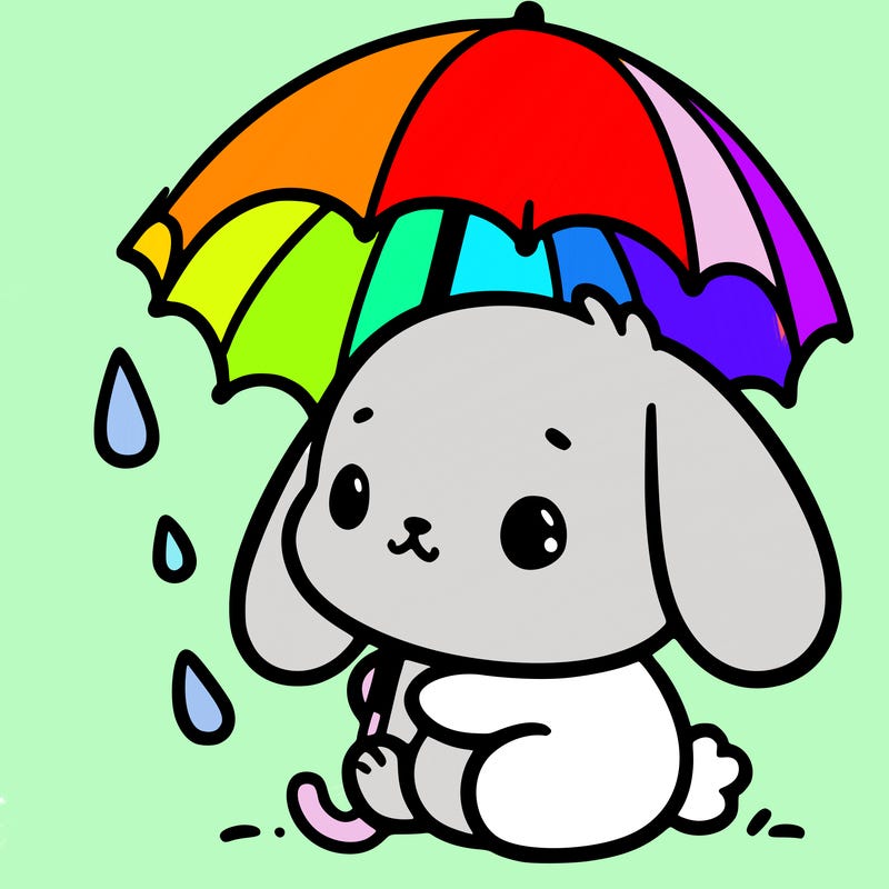 cute bunny with a tiny umbrella