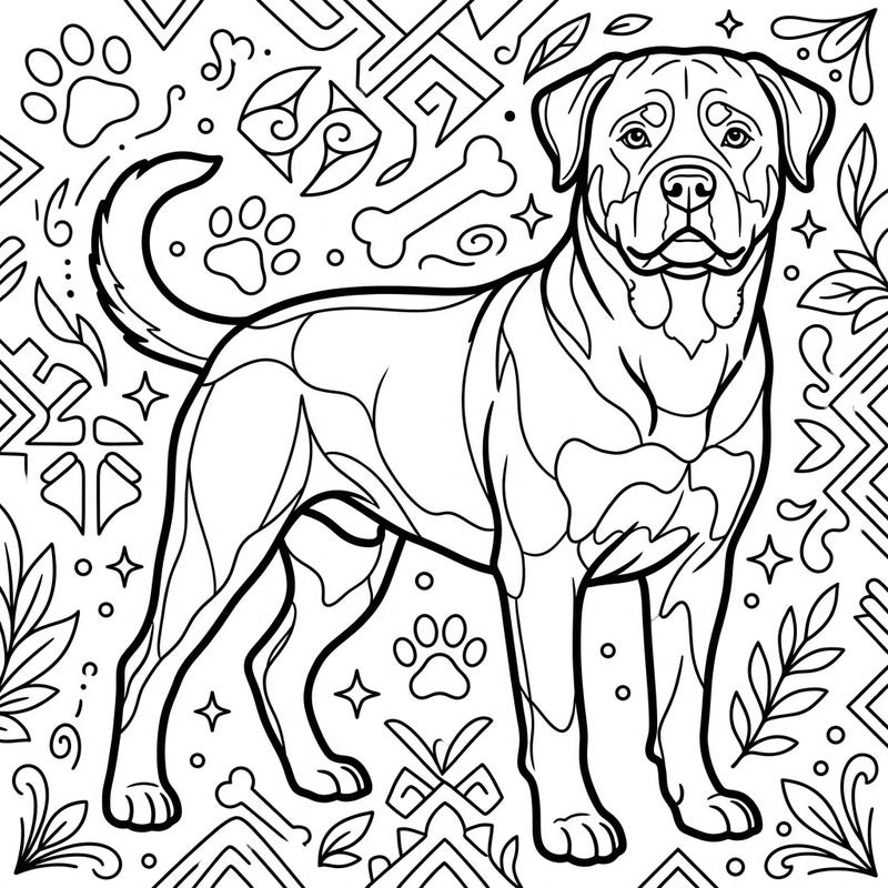 Unleash your creativity with this magnificent Rottweiler coloring page, perfect for seniors seeking a relaxing activity. Its clear lines and engaging design offer a comforting and rewarding artistic experience.