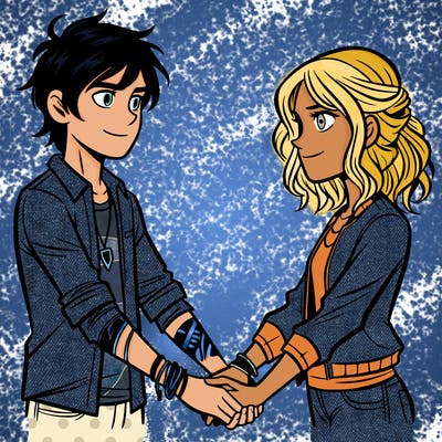 nico di angelo and will solace holding hands