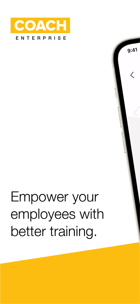 Coach: Efficient Microlearning - Schermata di marketing di Coach Enterprise con lo slogan Potenzia i tuoi dipendenti con una formazione migliore