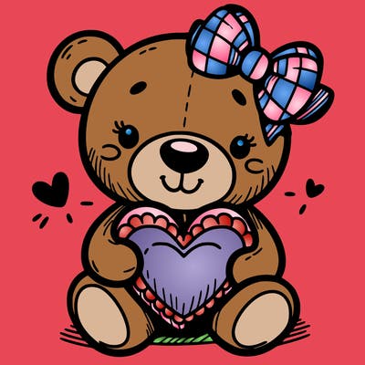 teddy bear hugging a heart