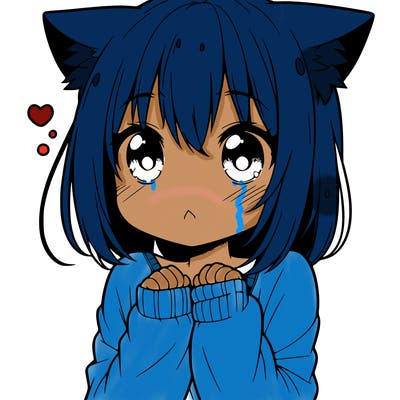 shy anime catgirl