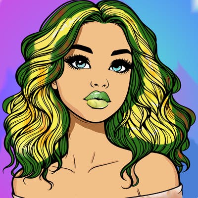 realistic girl with wavy hair and lips