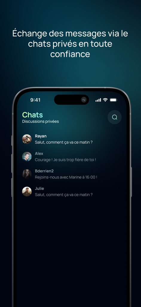 Talkity - Talkity Mobile App Oberfläche zeigt private sichere Nachrichtenübermittlung zwischen Benutzern