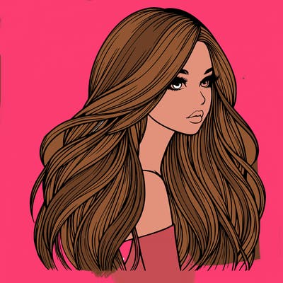 realistic girl with long realistic hair